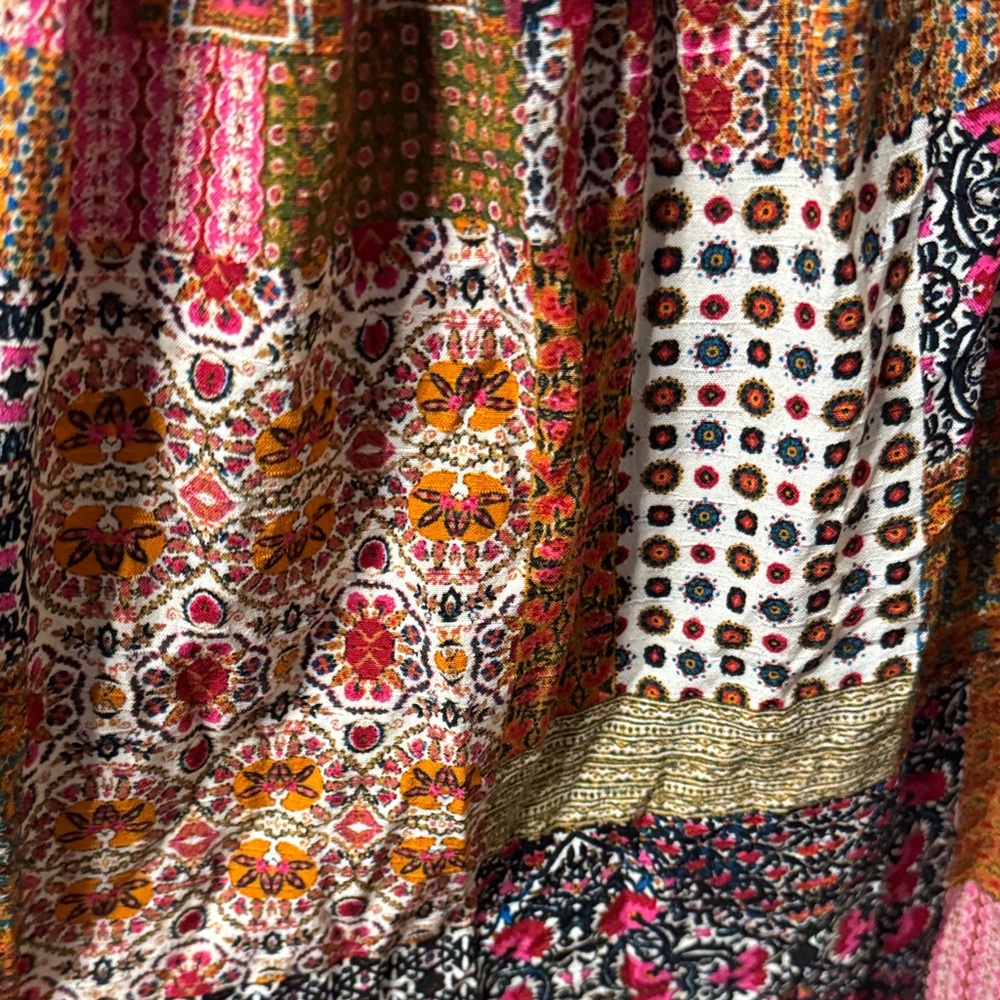 Rose & Olive Multi-Color Patchwork Off-Shoulder T… - image 5